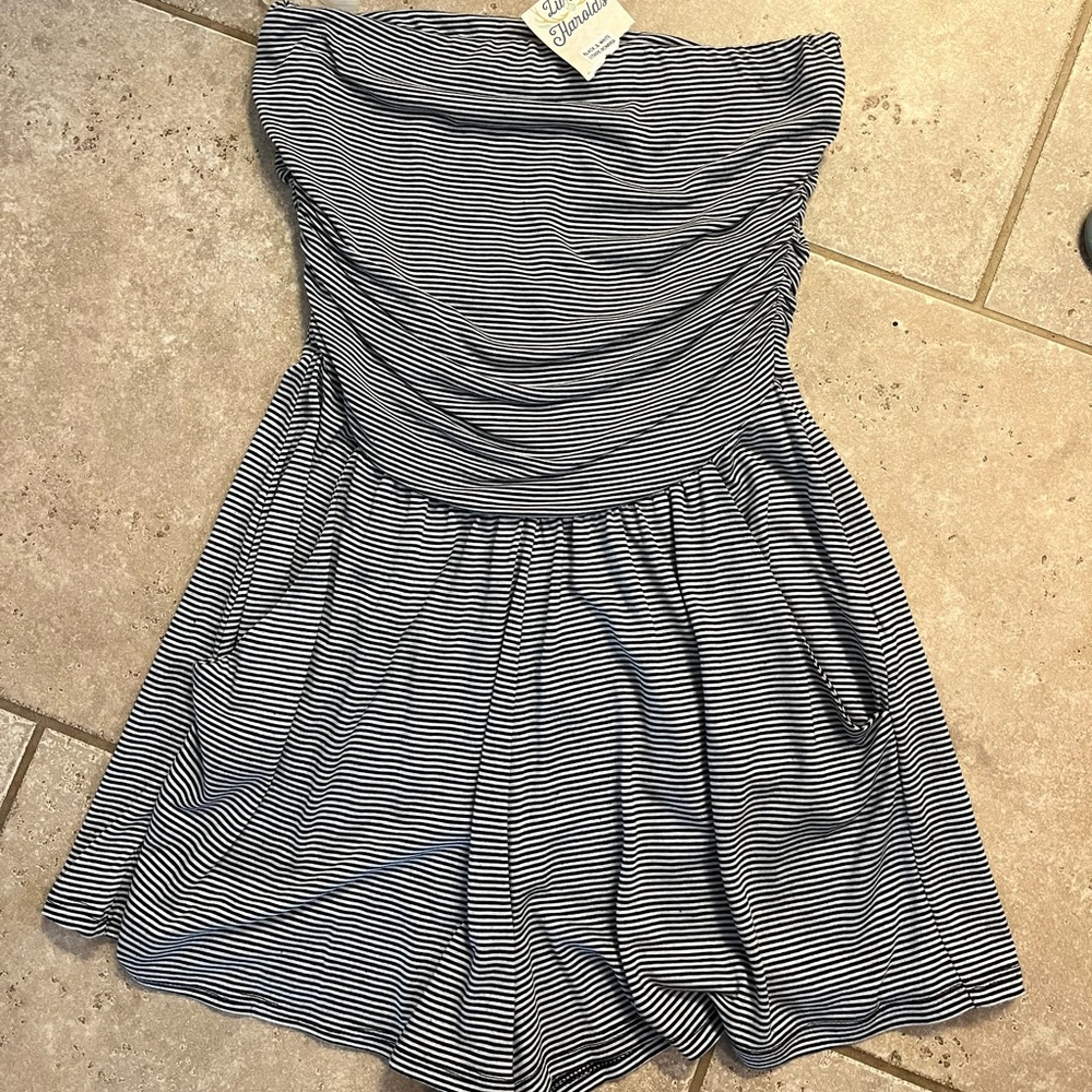 Black and white striped romper